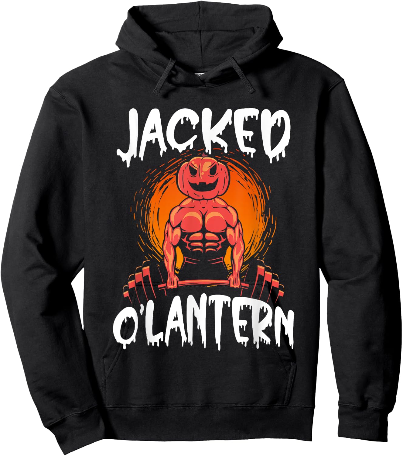 Jacked O Lantern Halloween Weightlifting Muscle Workout Hoodie - Hoodie | Black