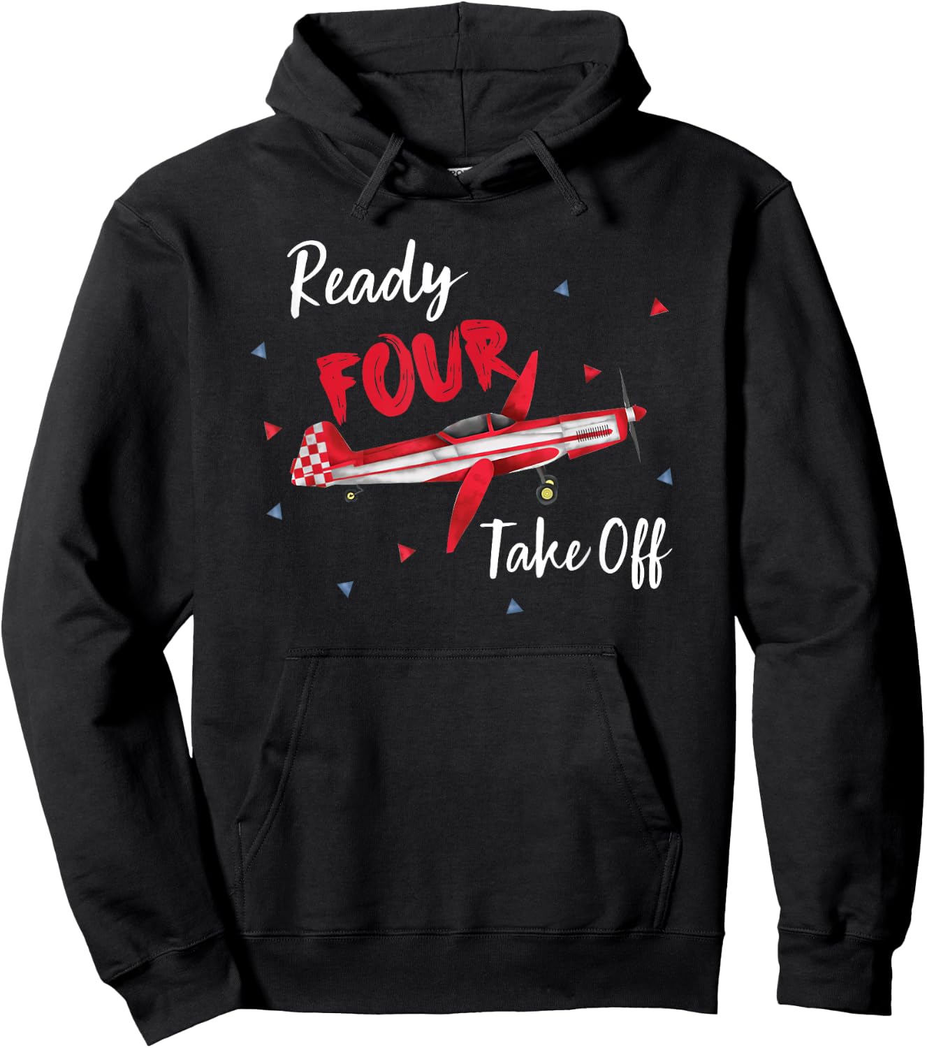 Ready Four Take Off Years Old Birthday 4th Bday Boy Airplane Hoodie - Hoodie | Black