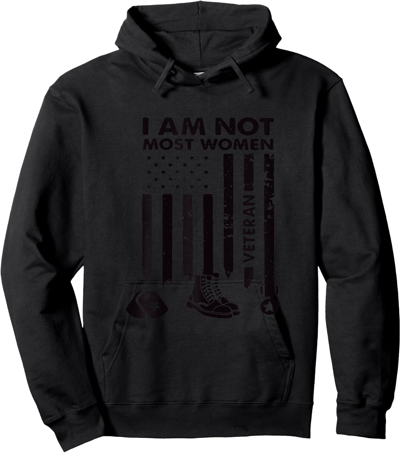 Im Not Most Women Veteran Day USA Flag Hoodie - Hoodie | Black