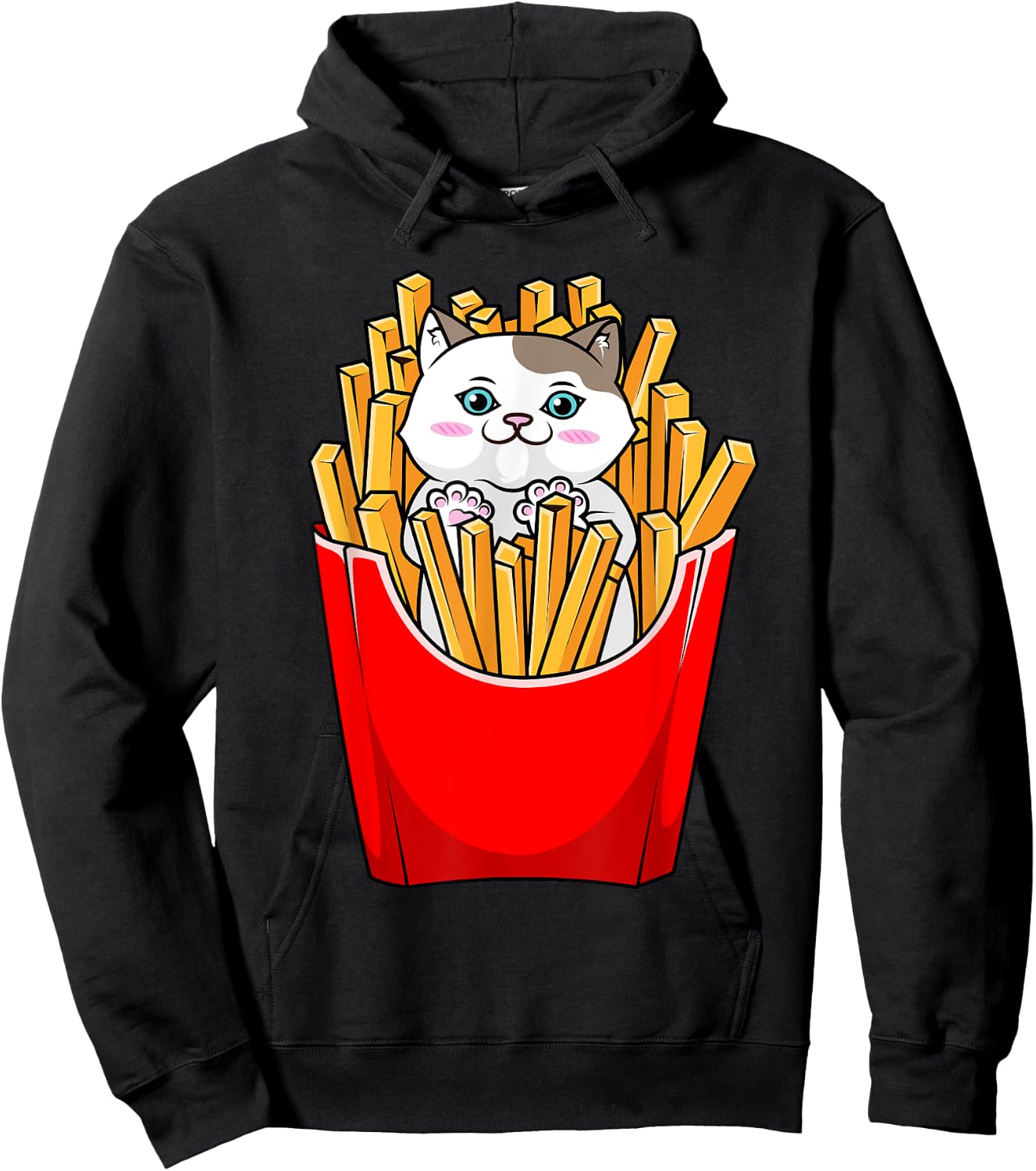 French Fries Cute Kitty Cat Funny Hoodie - Hoodie | Black