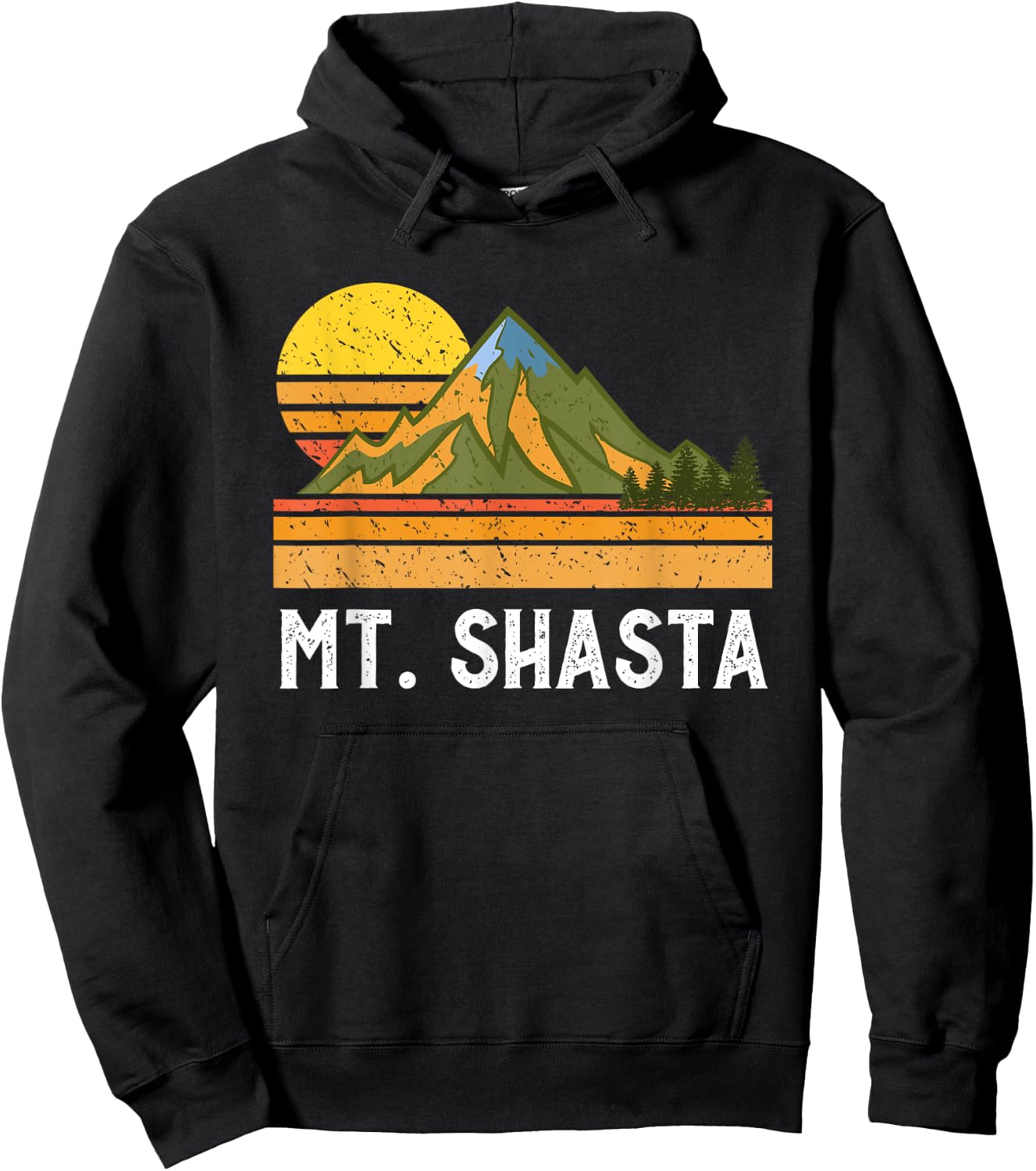 Mountain Vacation Gift- Mt. Climbing Hiking Mount Shasta Hoodie - Hoodie | Black