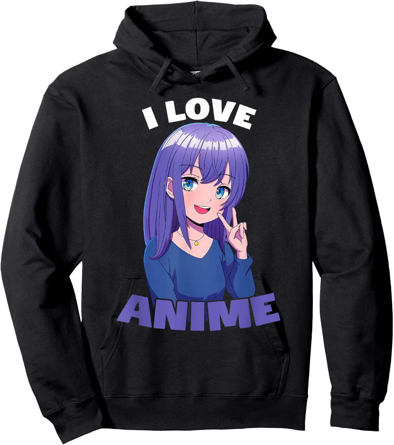 I Love Anime Girl Hoodie - Hoodie | Black
