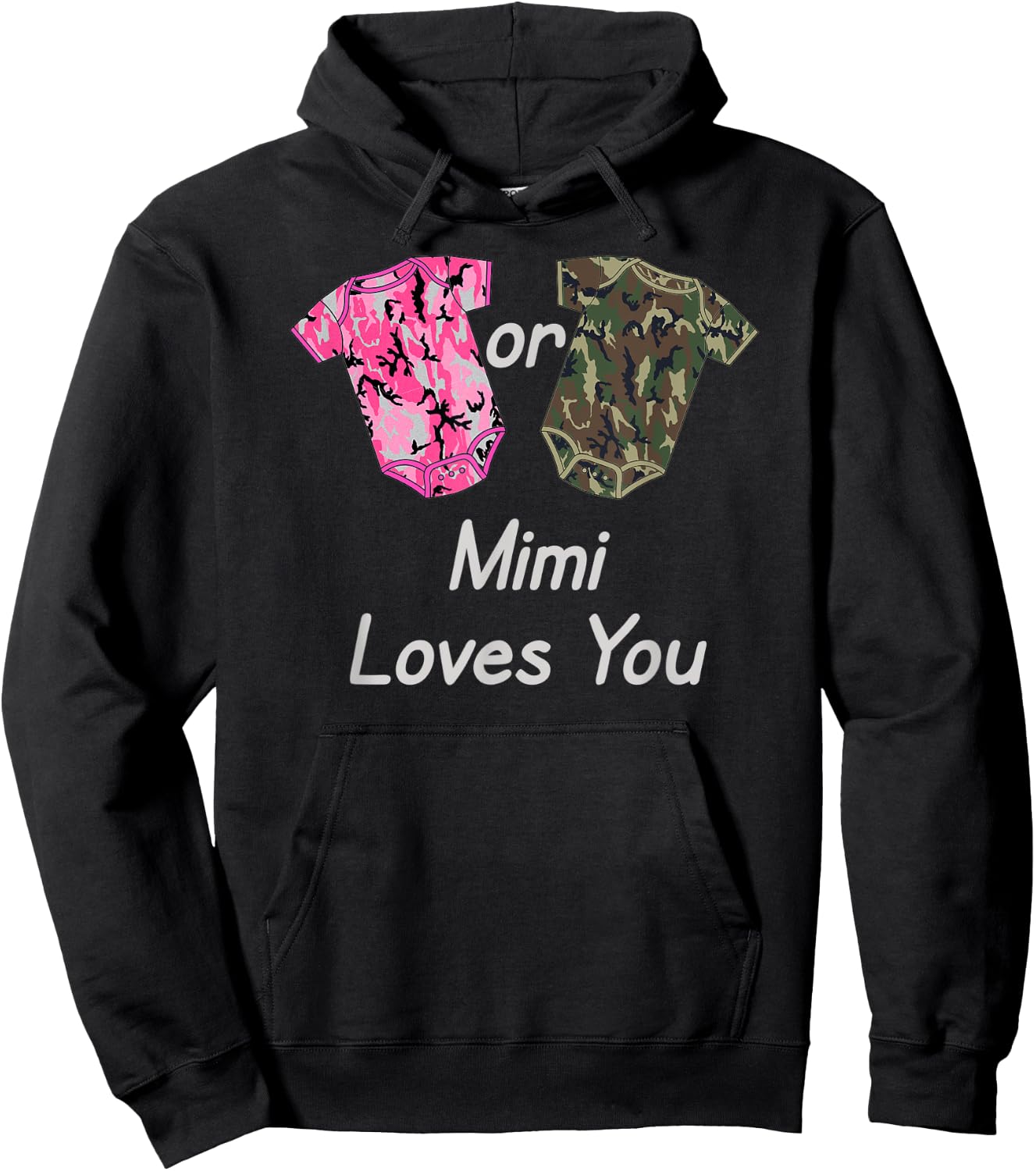 Gender Reveal Mimi Pink or Green Camoflage Hoodie - Hoodie | Black