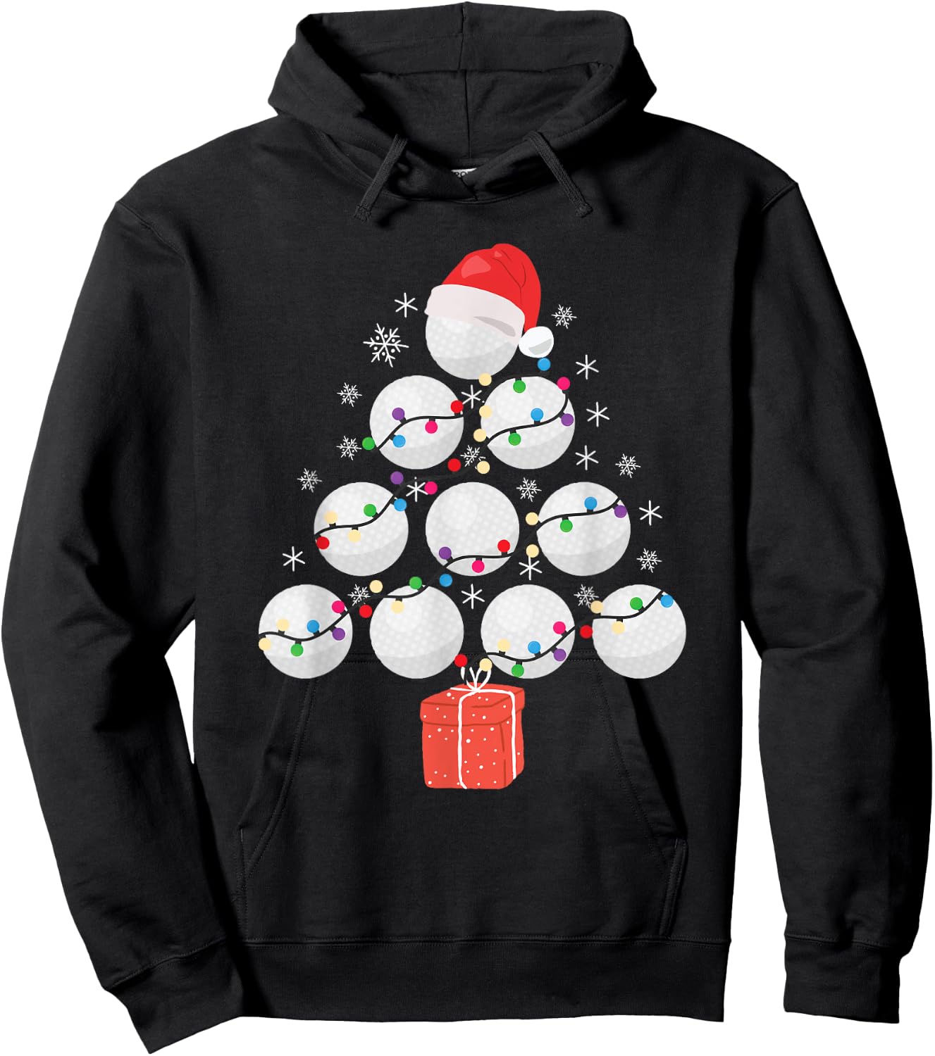 Funny Golfing Christmas Tree Christmas Golf Ball Golfer Hoodie - Hoodie | Black
