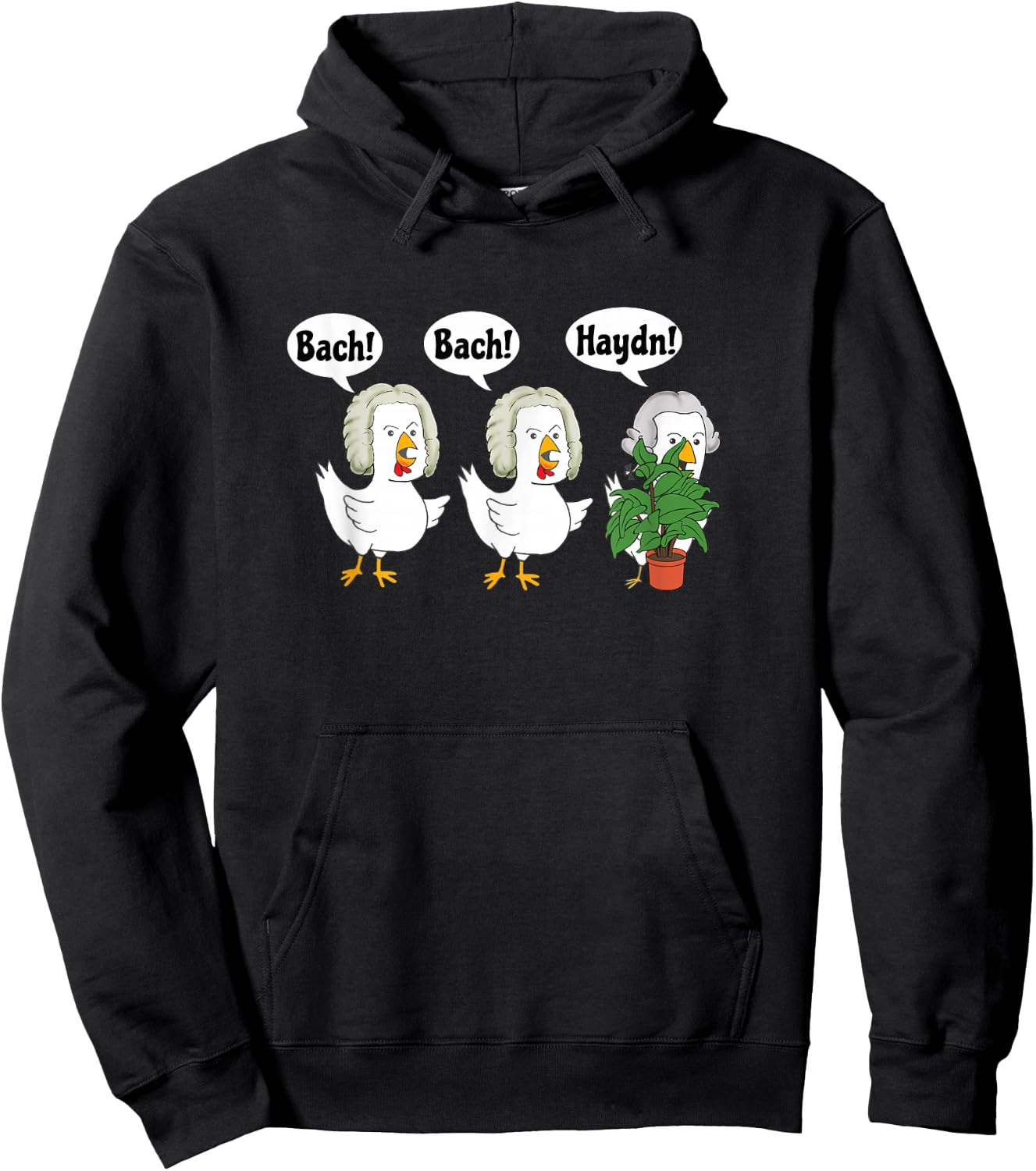 Bach Bach Haydn Chickens Funny Music Pun Hoodie - Hoodie | Black