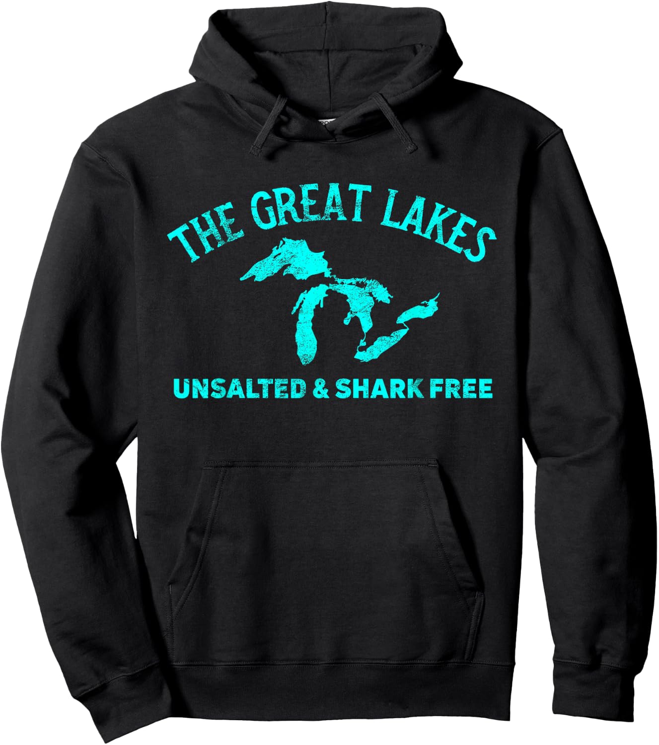 The Great Lakes Unsalted & Shark Free Michigan Gift Vintage Hoodie - Hoodie | Black
