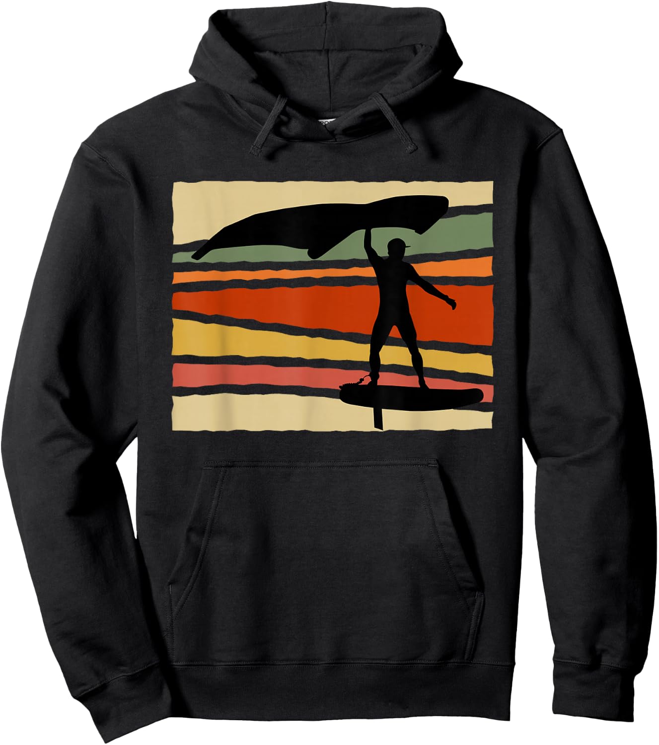 Wingsurf Wingfoil Wing Foil Surf Retro Surfer Hoodie - Hoodie | Black