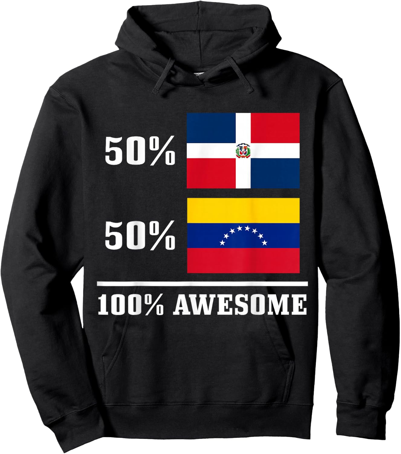 50% Dominican Republic 50% Venezuela Venezuelan Flag Pride Hoodie - Hoodie | Black