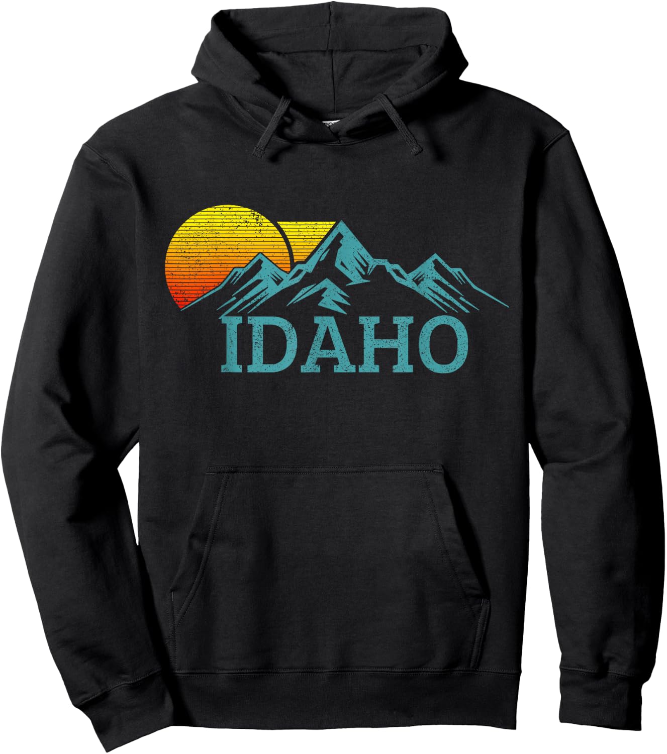 Idaho Vintage Mountains Sunset Hiking Nature Souvenir Hoodie - Hoodie | Black