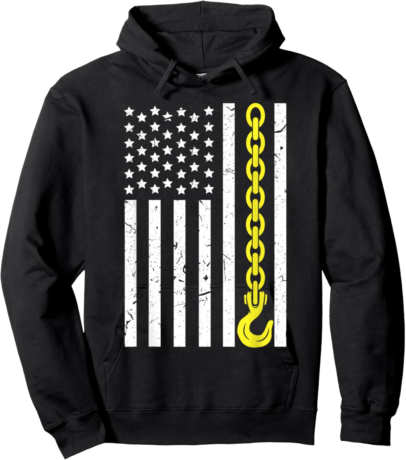 USA Yellow Thin Line Hook Tow Truck American Driver Hoodie - Hoodie | Black