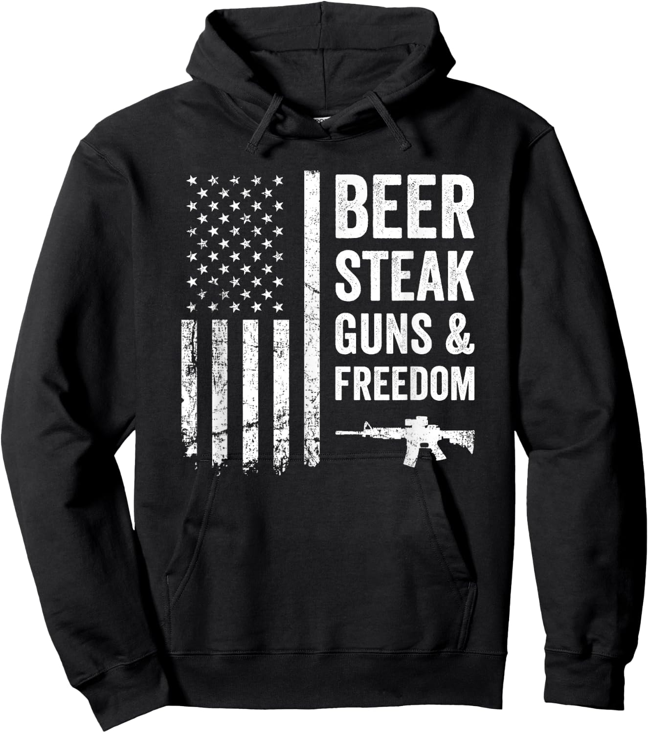 BEER STEAK GUNS & FREEDOM - USA BBQ American Flag Drinking Women Men Hoodie - Hoodie | Black