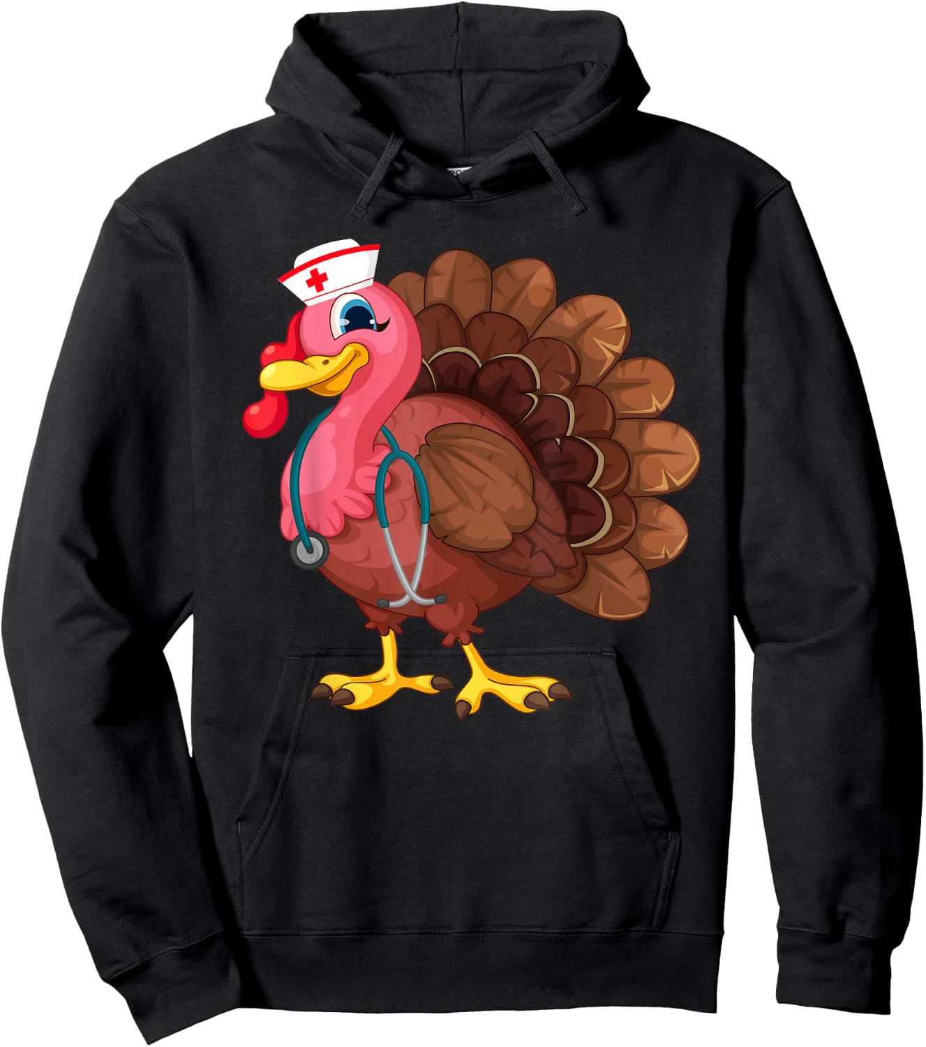 Cute Nurse Gifts Turkey Funny Thanksgiving Doctor Nursung Hoodie - Hoodie | Black