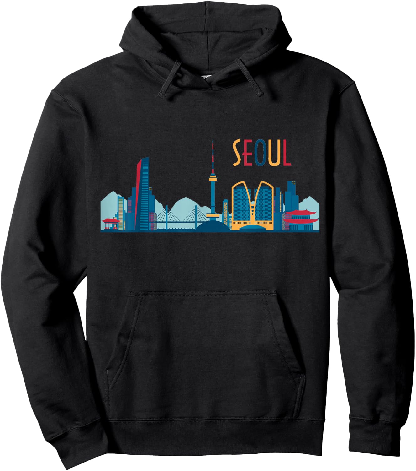 Seoul Skyline South Korea Vintage Seoul Hoodie - Hoodie | Black