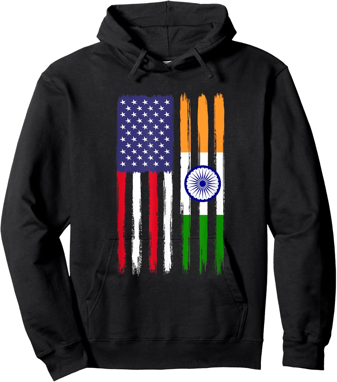 Indian Roots Half American Flag Patriotic Indian Hoodie - Hoodie | Black