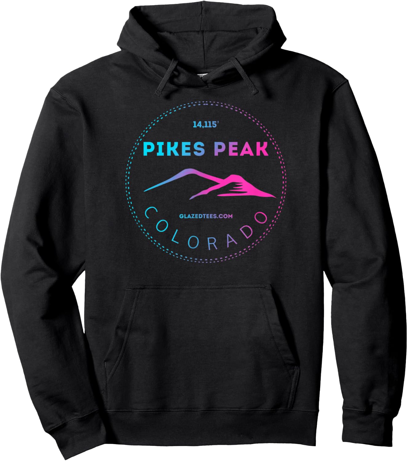 Pikes Peak Colorado - Retro Mountain Adventure Hoodie - Hoodie | Black