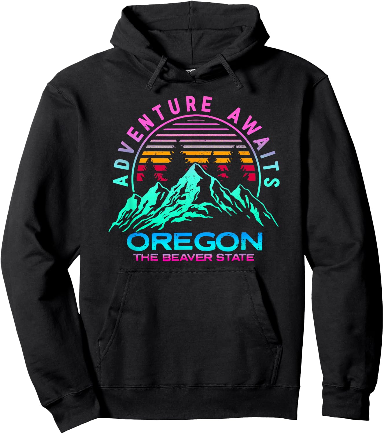 Oregon Retro Vintage Mountains & Outdoors Wilderness State Hoodie - Hoodie | Black