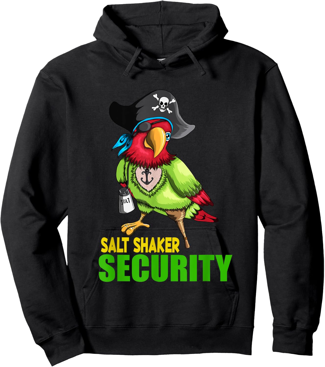 Funny Salt Shaker Parrot Pirate Pirate Hat Salt Eyelap Hoodie - Hoodie | Black