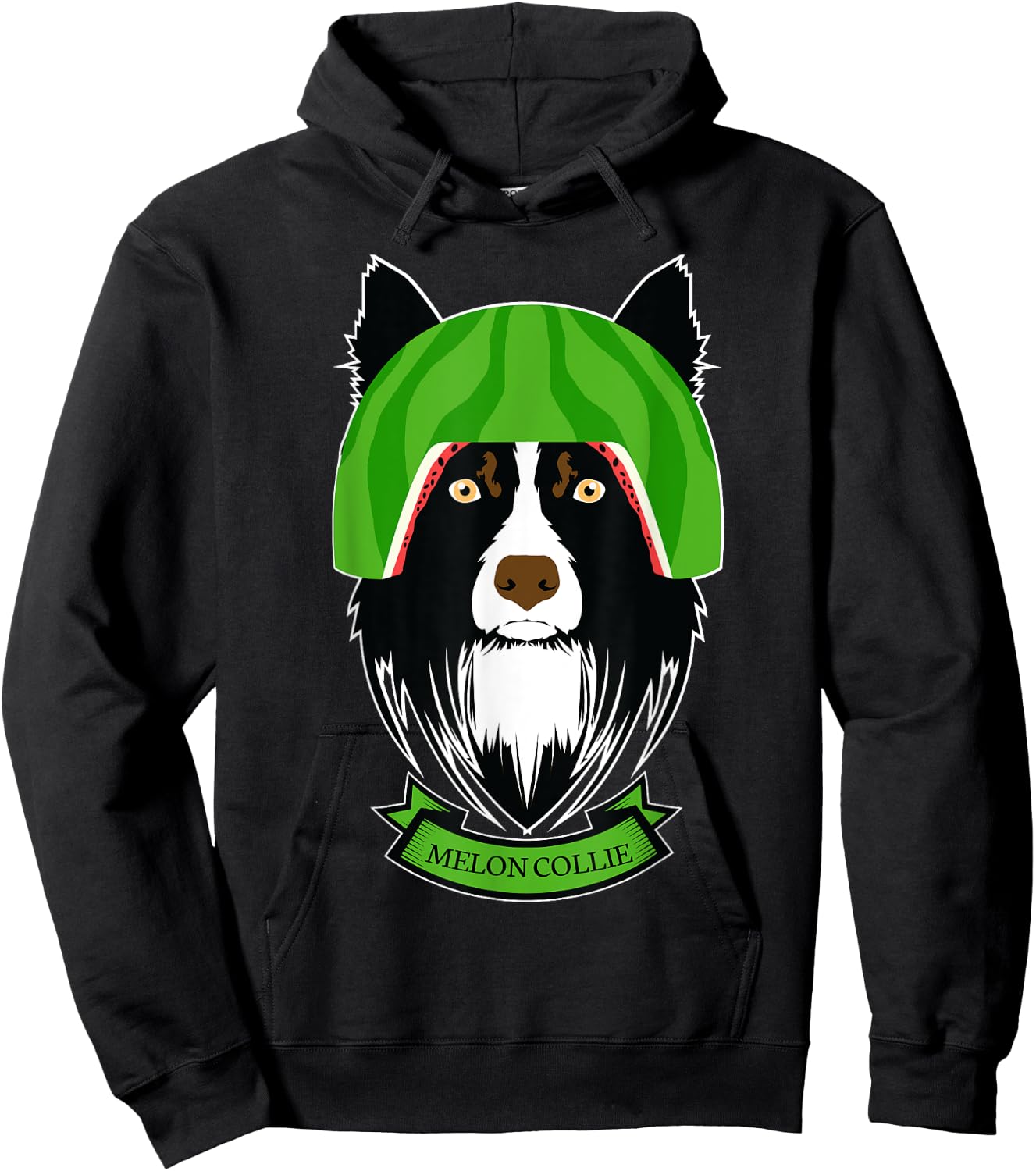 Funny Melon Collie Melancholy Dog Lover Pun Rough Collie Men Women Kids Hoodie - Hoodie | Black