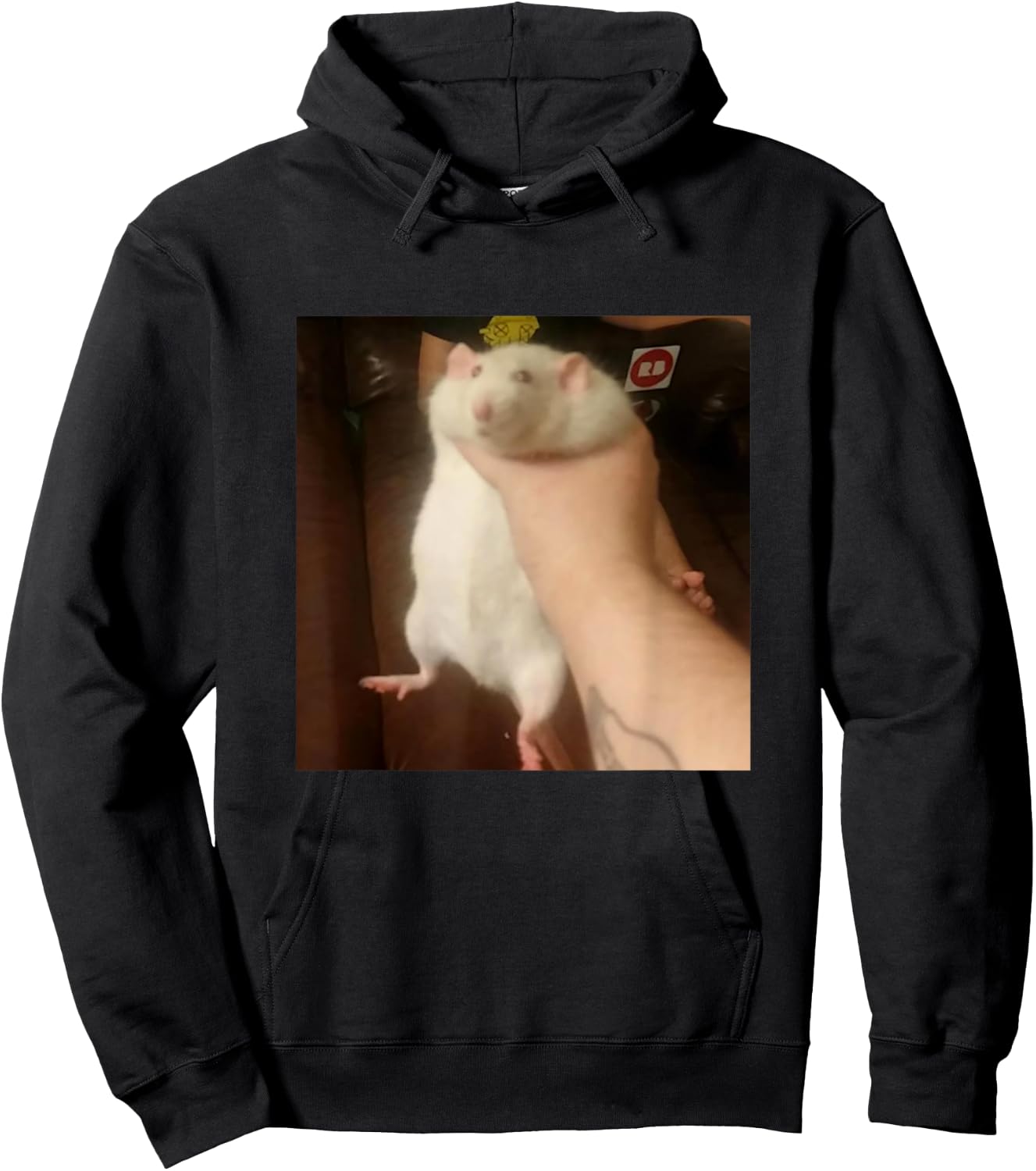 Cute Fat Rat Being Grabbed Meme Hoodie - Hoodie | Black