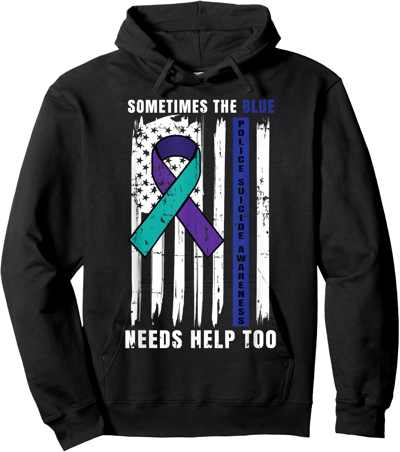 Support Blue Lives Police Suicide Awareness Law Enforcement Hoodie - Hoodie | Black