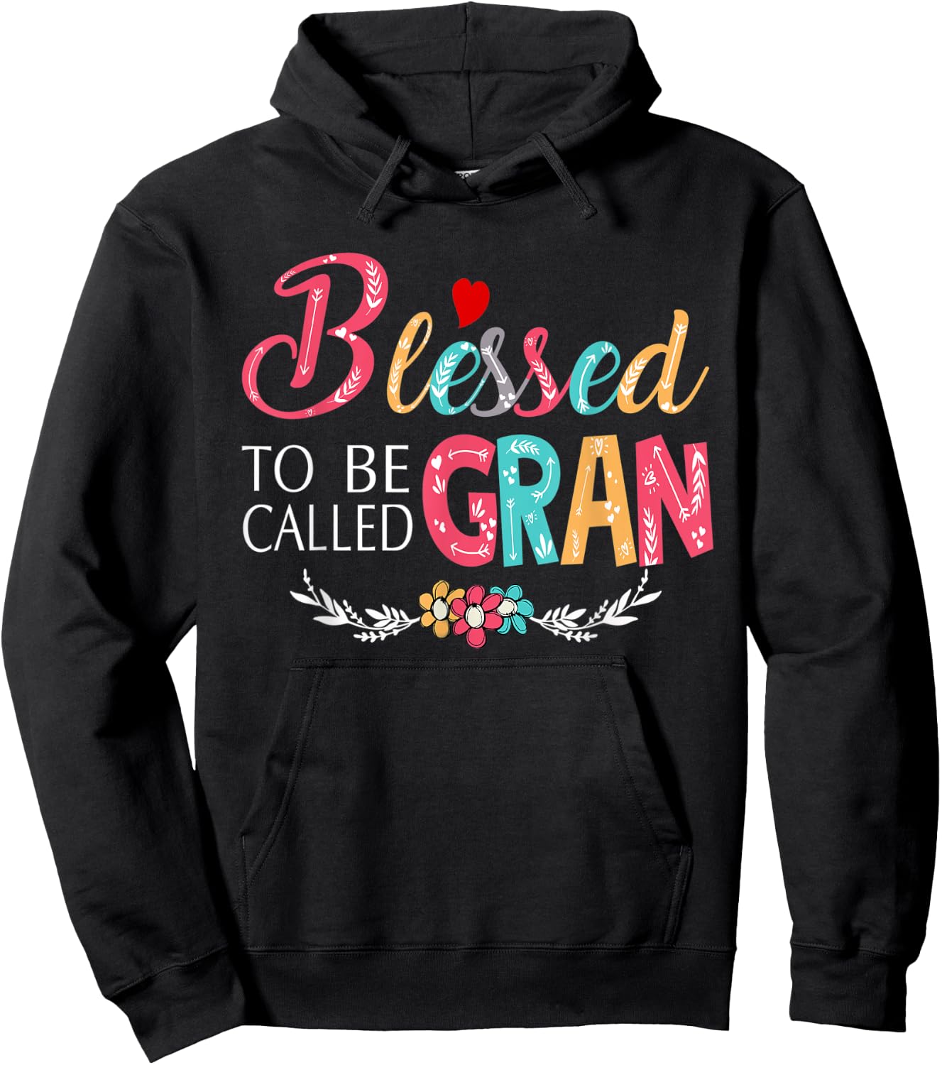 Grandma - Blessed to be called Gran Colorful art Hoodie - Hoodie | Black