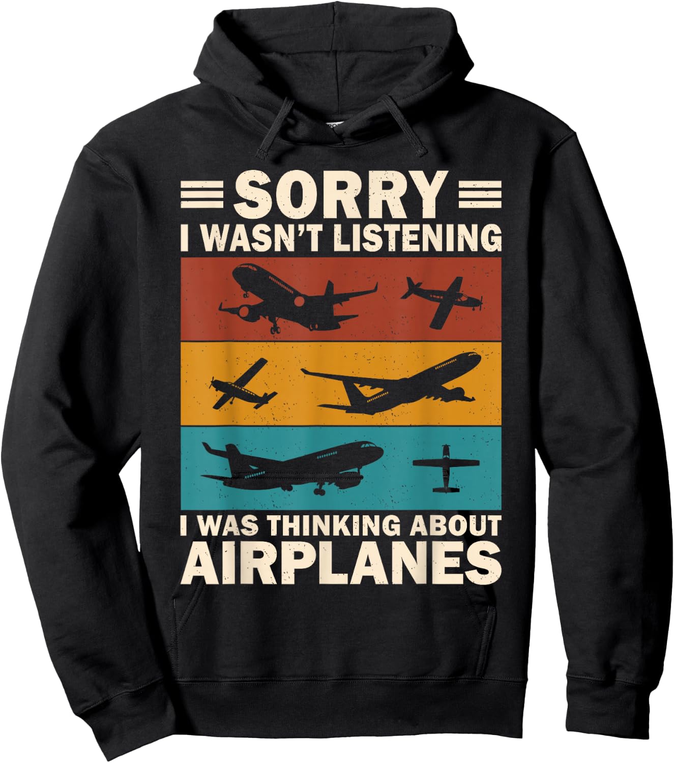 Airplane Aviation Shirt for Boys Men Funny Vintage Pilot Hoodie - Hoodie | Black
