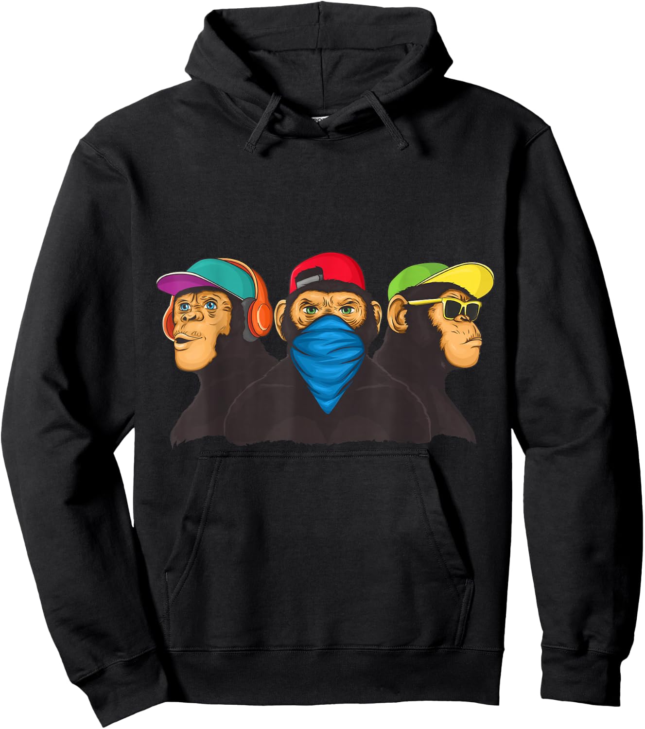 Three wise monkeys masked modern graffiti Hoodie - Hoodie | Black