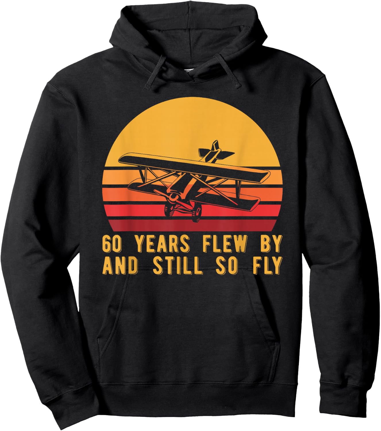 60th Birthday Biplane Turning 60 Airplane Pilot Hoodie - Hoodie | Black