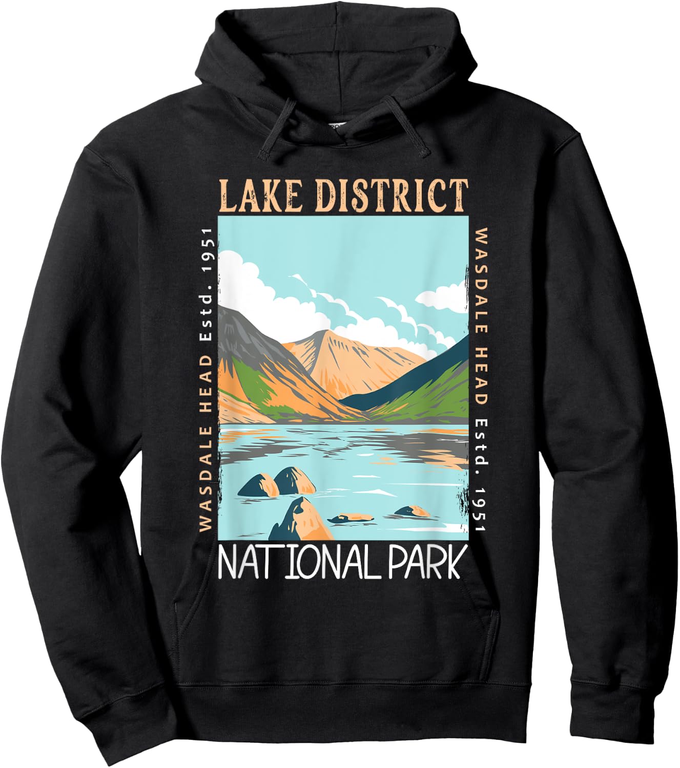 Lake District National Park England Distressed Vintage Hoodie - Hoodie | Black