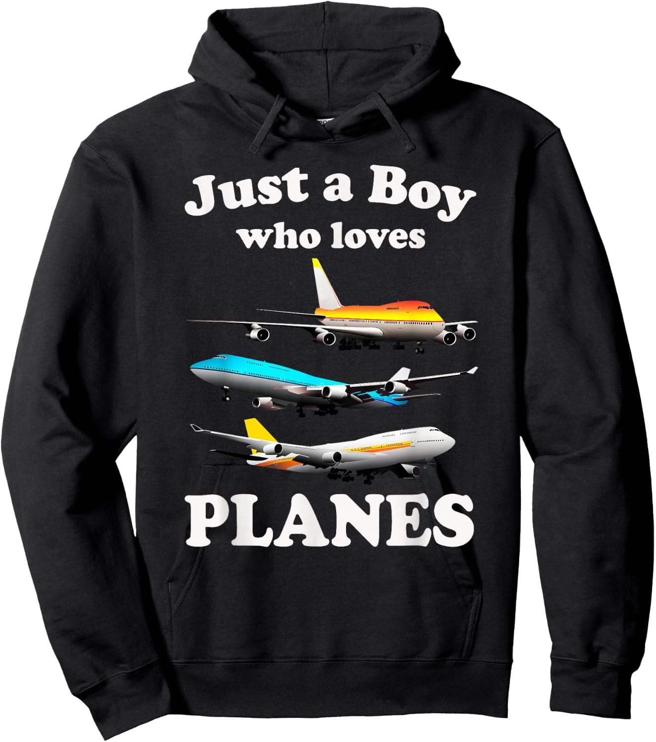 Just A Boy Who Loves Planes & Airplane Fans Kid Toddler Son Hoodie - Hoodie | Black