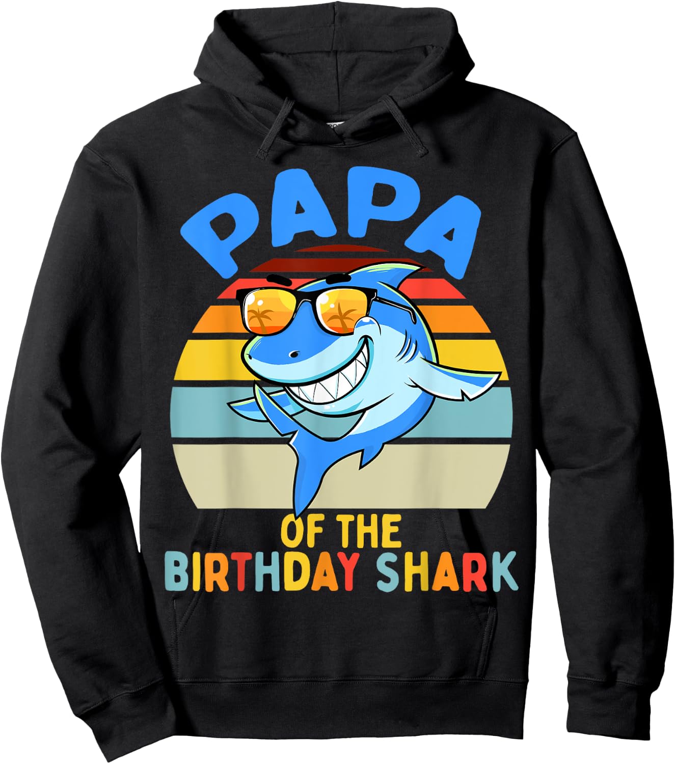 Papa of the Shark Birthday Matching Family Hoodie - Hoodie | Black