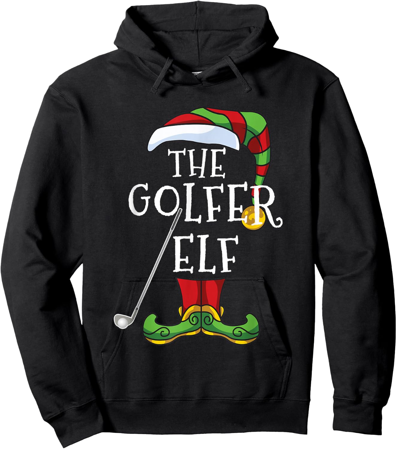 Golfer Elf Golf Family Matching Christmas Group Funny Hoodie - Hoodie | Black