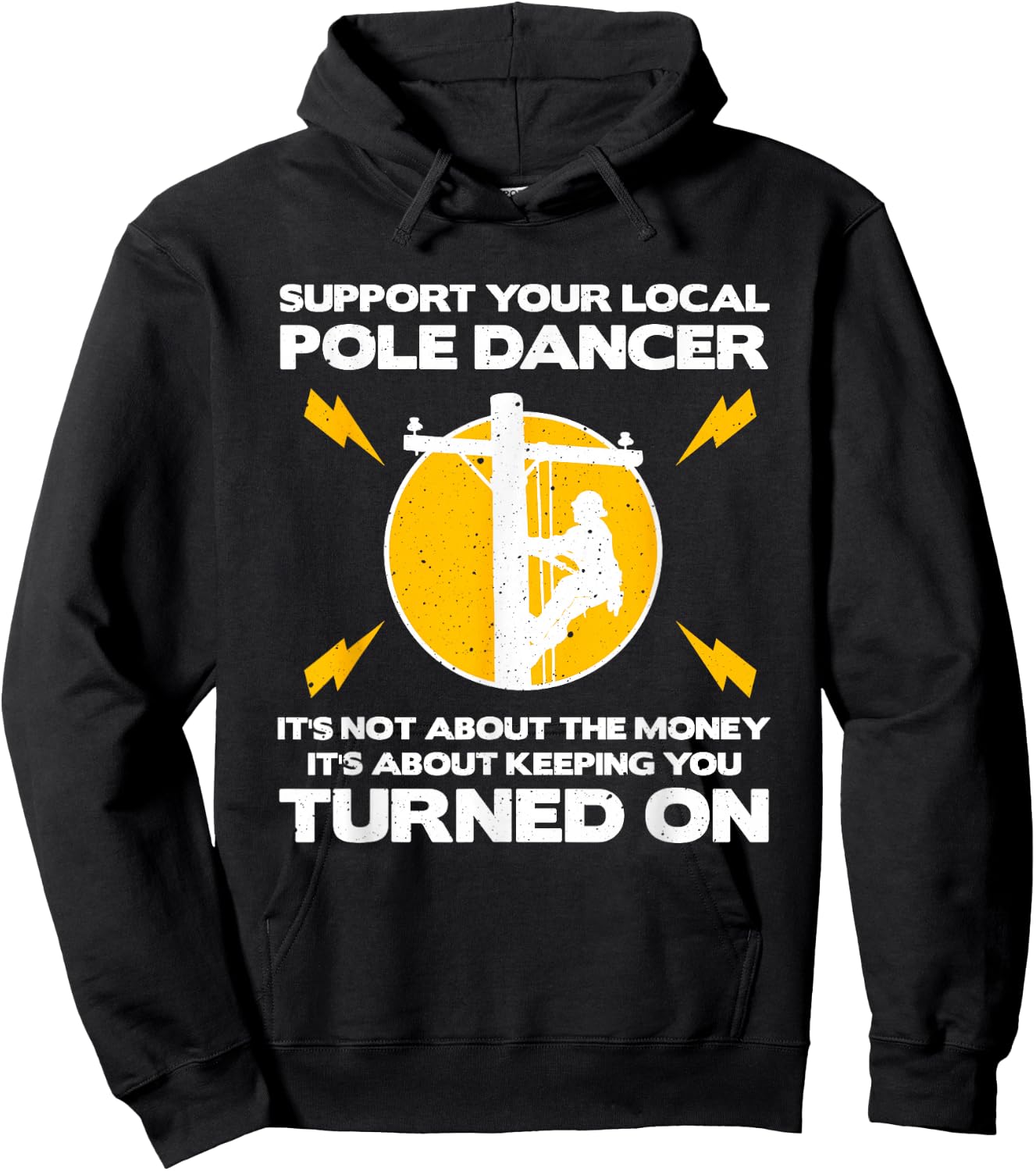 Funny Lineman Designs Men Dad Humor Lovers Electronics Hoodie - Hoodie | Black