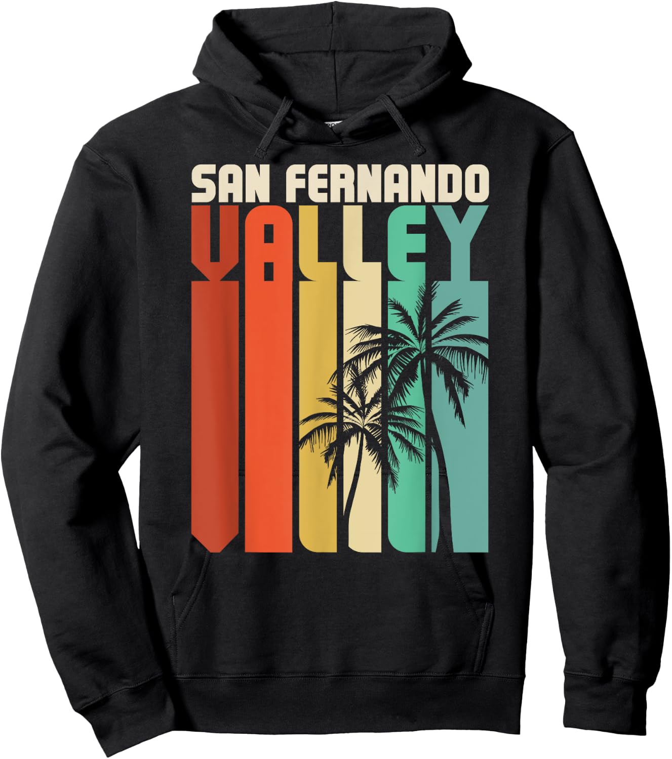 San Fernando Valley SFV California Van Nuys 818 Retro Palm Hoodie - Hoodie | Black
