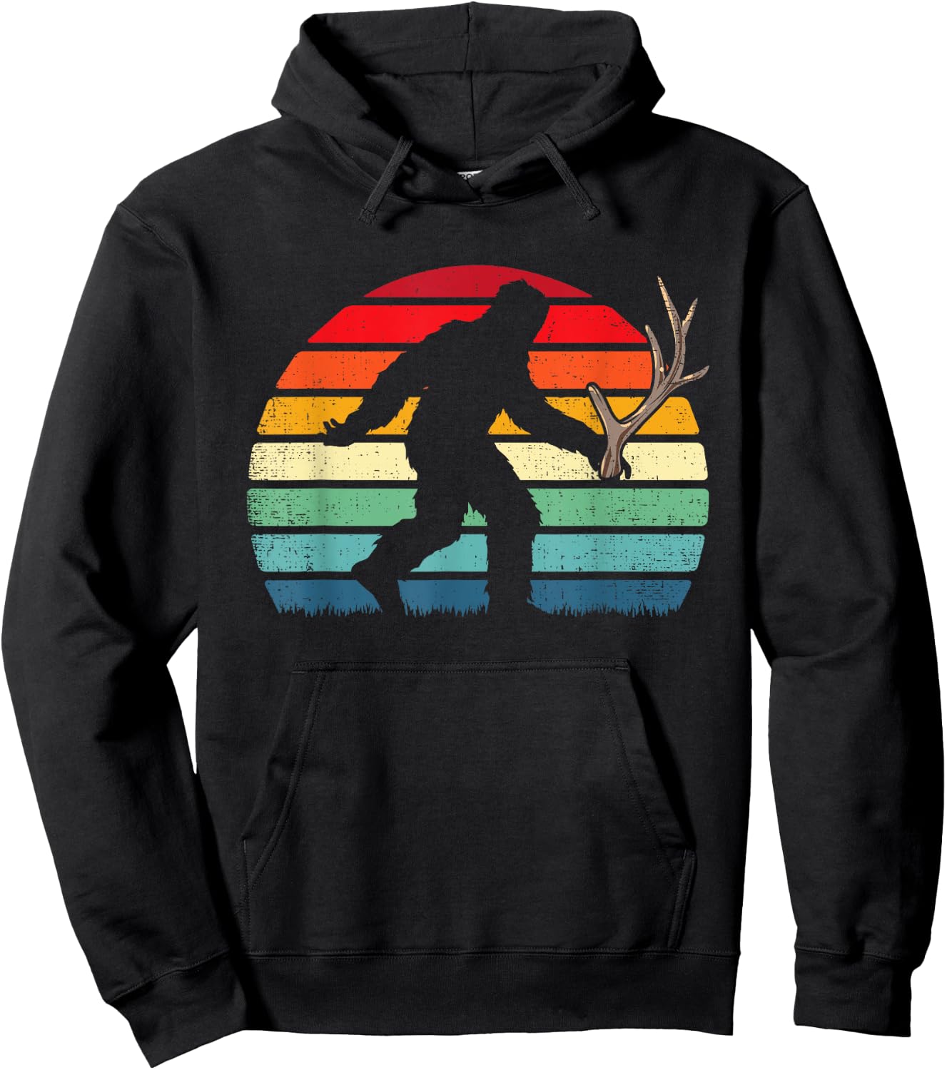 Elk Deer Antler Shed Hunting Bigfoot Sasquatch Hunter Gift Hoodie - Hoodie | Black