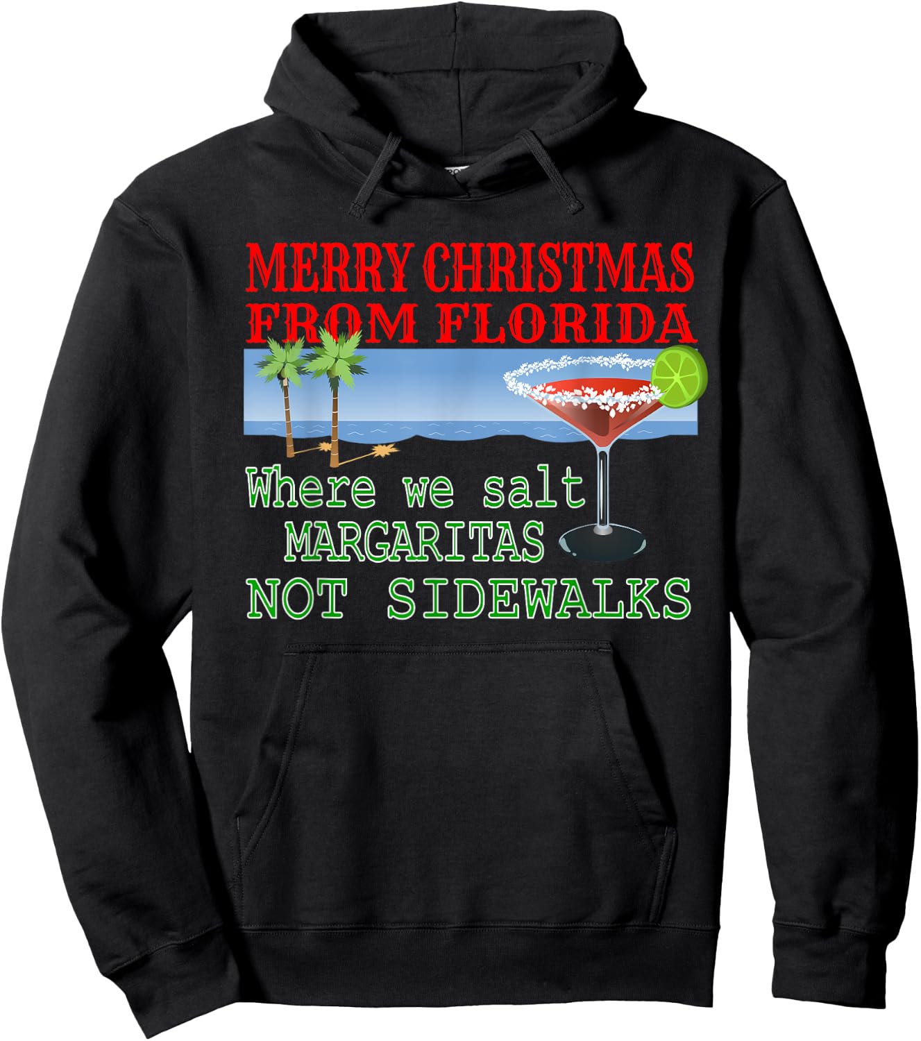 Funny Florida Vacation Christmas Beach Drinking Men Women Hoodie - Hoodie | Black