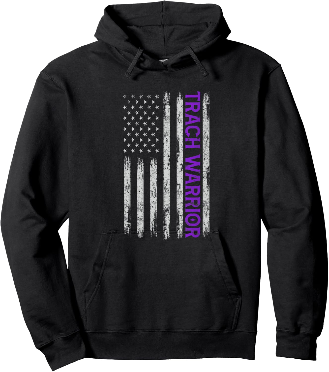 Trach Warrior Tracheostomy Awareness USA Flag Design On Back Kids Men Hoodie - Hoodie | Black