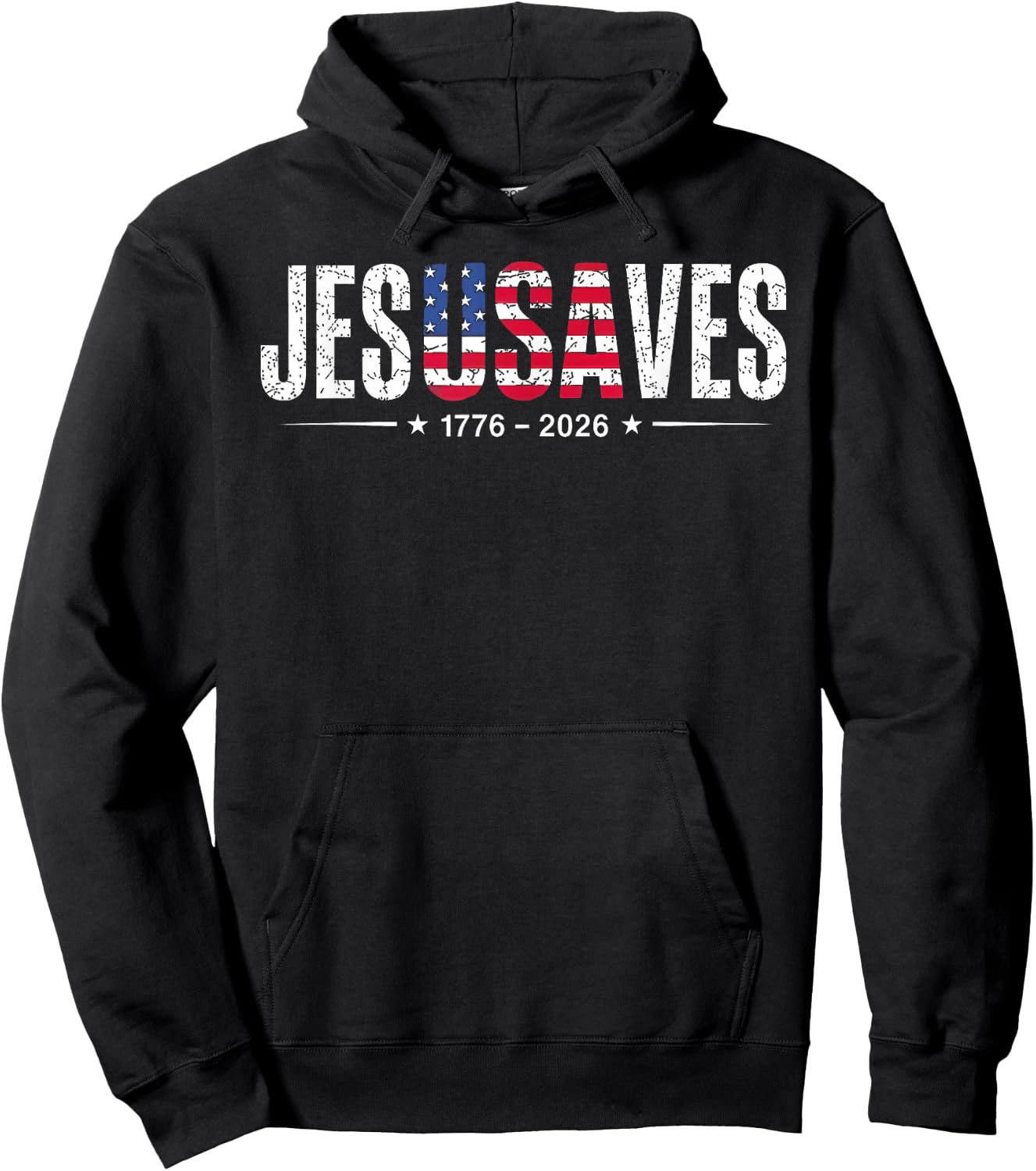 Jesus Saves JesUSAves USA American Flag 4th July Christian Hoodie - Hoodie | Black
