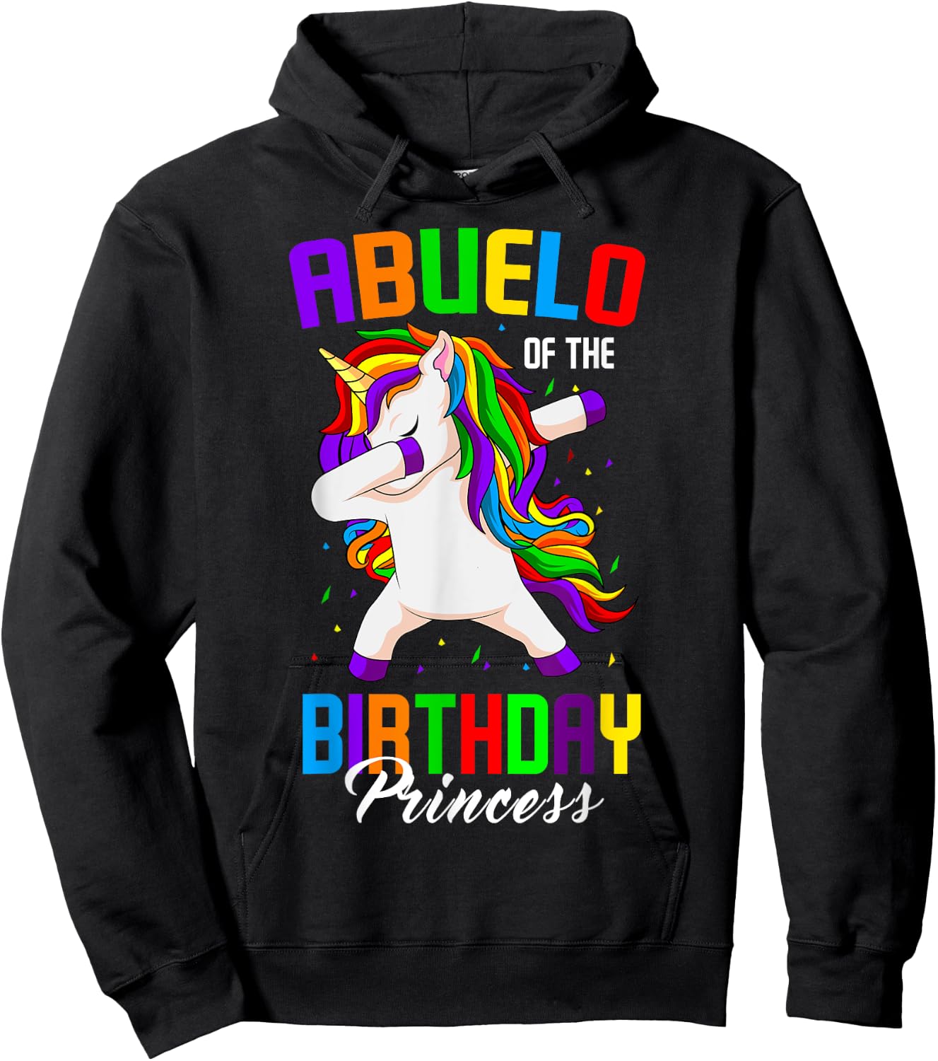 Abuelo of the Birthday Princess Unicorn Dabbing Bday Party Hoodie - Hoodie | Black