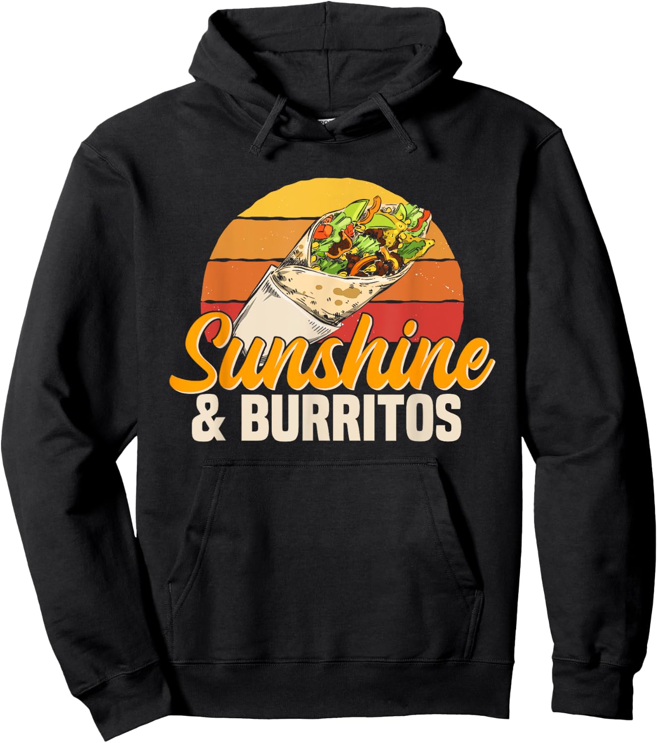 Sunshine & Burritos Mexican Food Retro Vintage Men Women Girls Kids Hoodie - Hoodie | Black