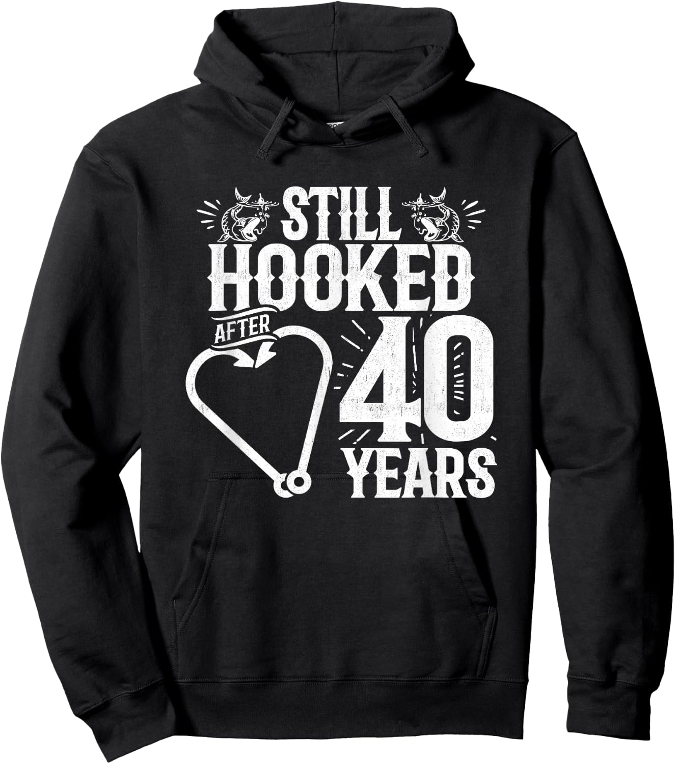 Married 40 Years - Fishing Couple - 40th Wedding Anniversary Hoodie - Hoodie | Black