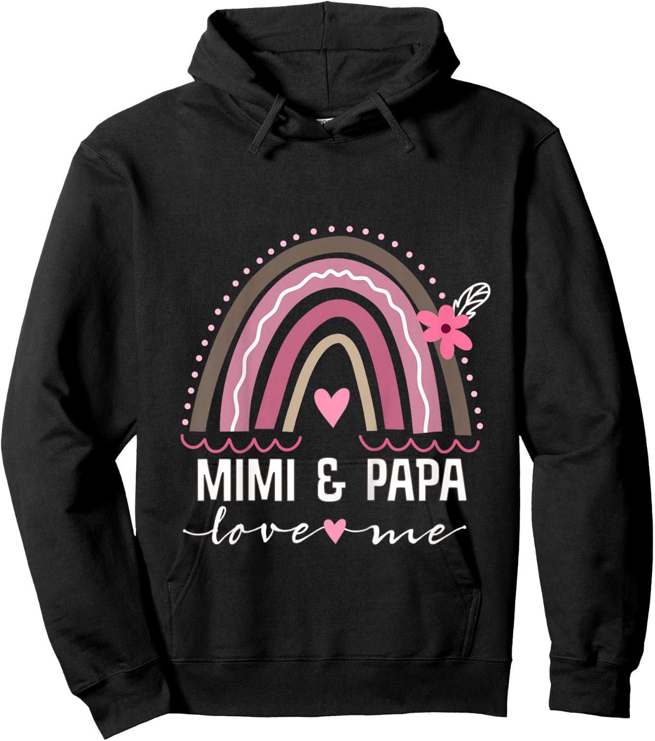 Kids Mimi and Papa Love Me Granddaughter Rainbow Hoodie - Hoodie | Black