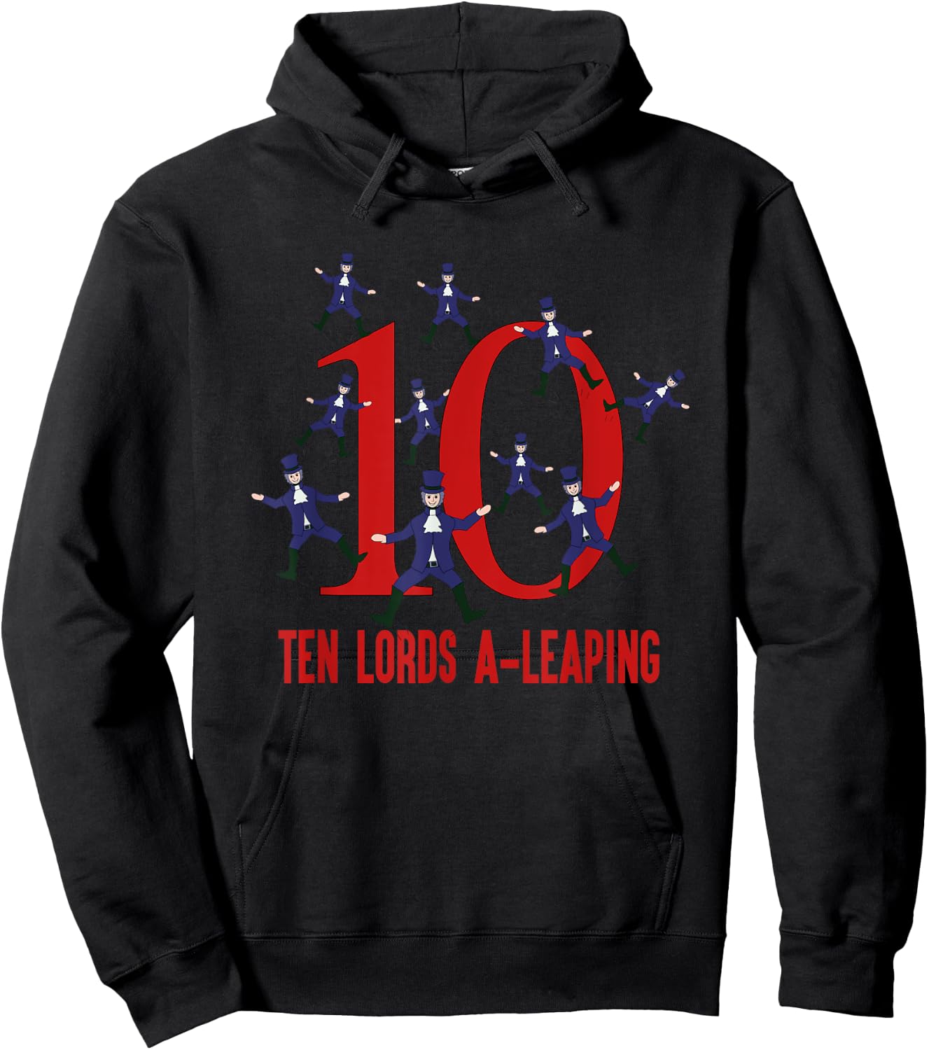 Ten Lords A-Leaping Song 12 Days Christmas Hoodie - Hoodie | Black