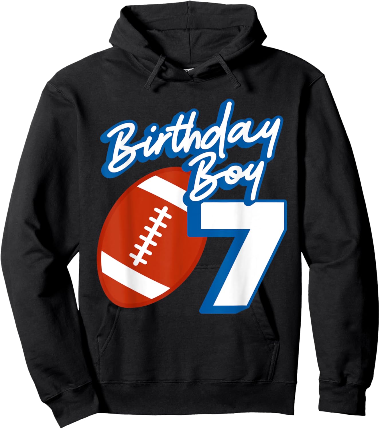 7th Birthday Boy Football Ball 7 Years Old Kids Gift Ideas Hoodie - Hoodie | Black