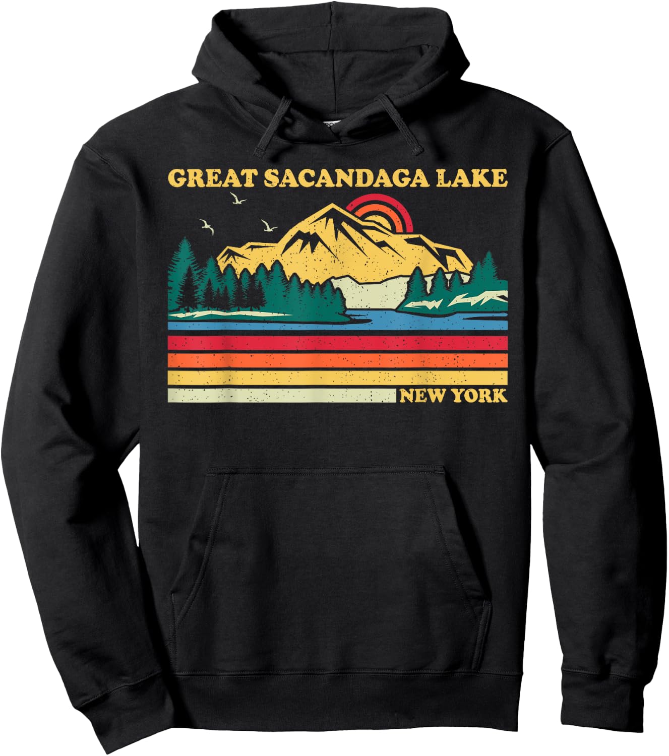 Vintage Retro Family Vacation New York Great Sacandaga Lake Hoodie - Hoodie | Black