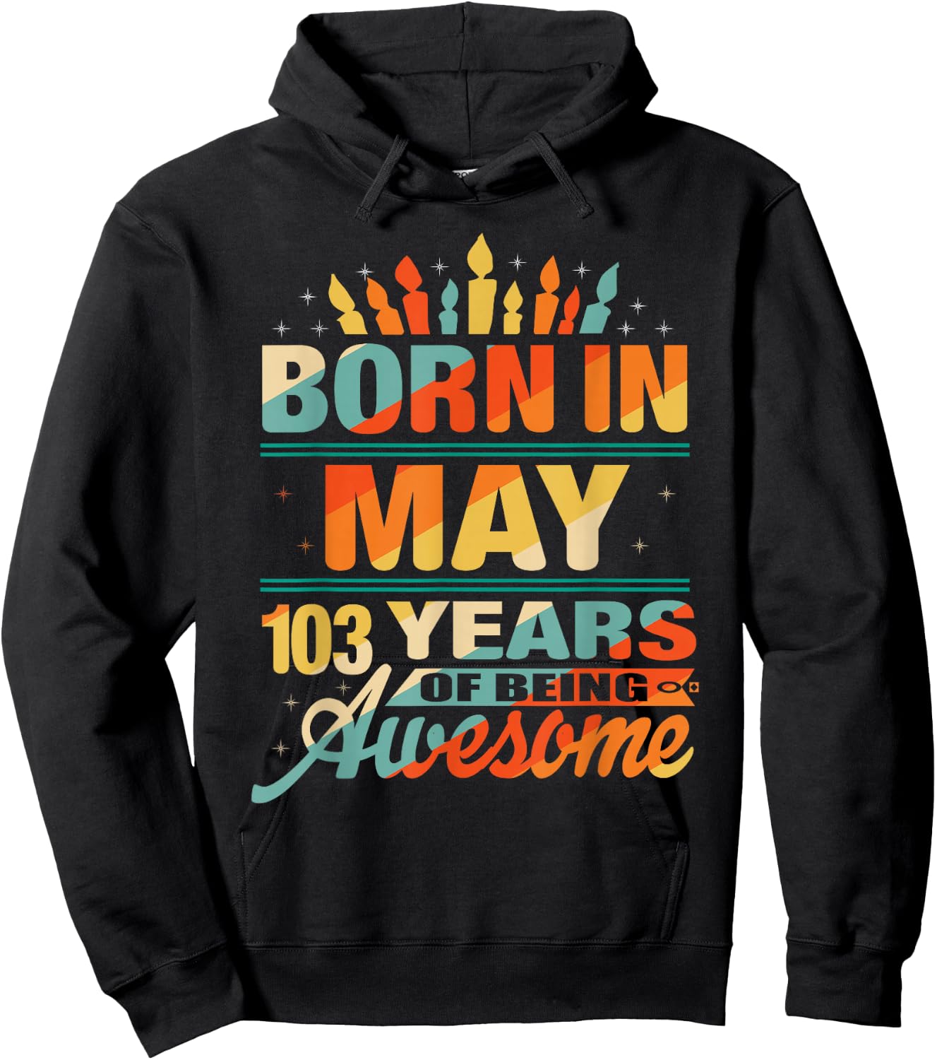 May 1919 103 Year Old 103rd Birthday Gifts Candle Graphic Hoodie - Hoodie | Black