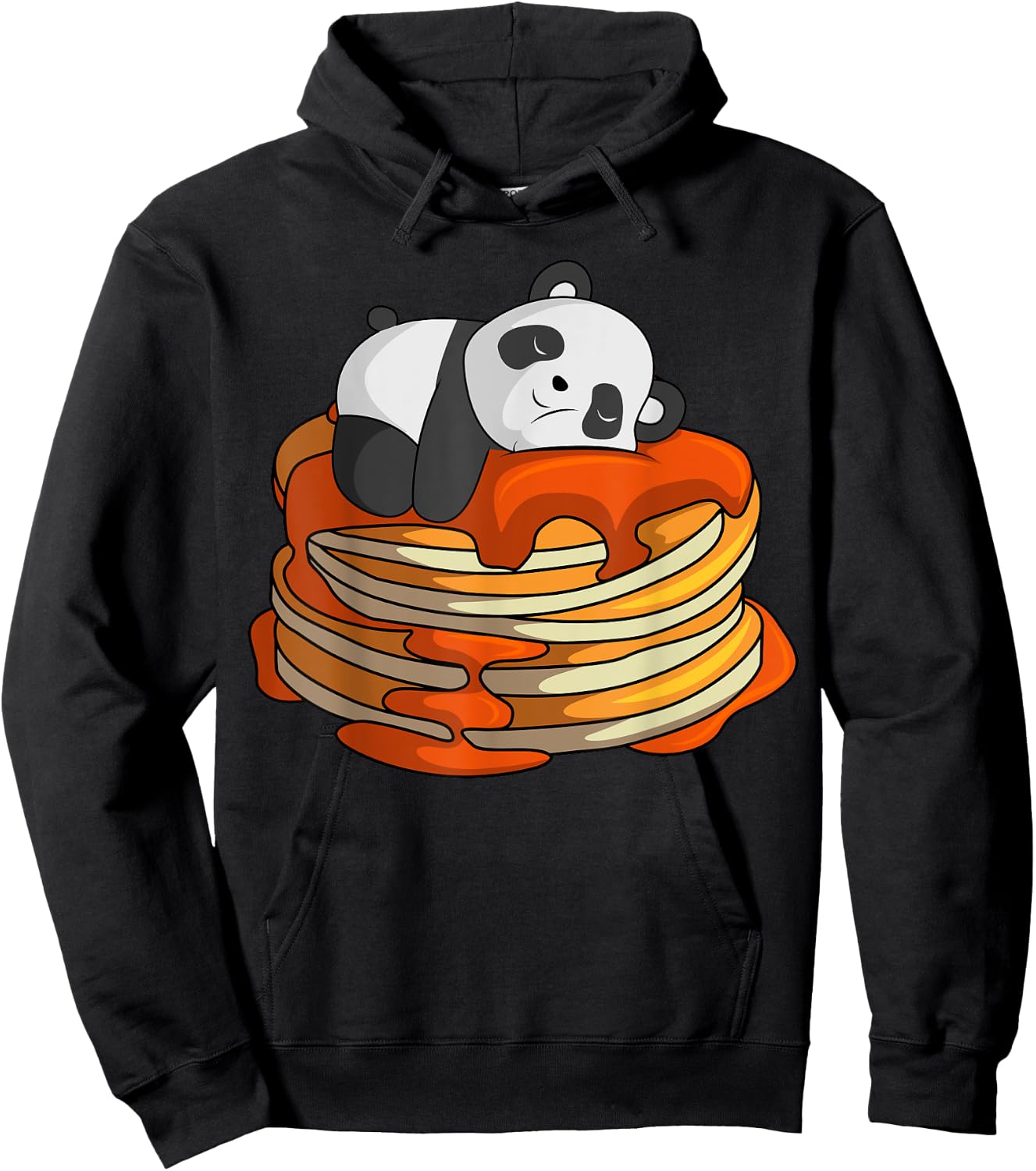 Pancakes Panda On Waffle Breakfast Flapjack Hotcake Food Hoodie - Hoodie | Black