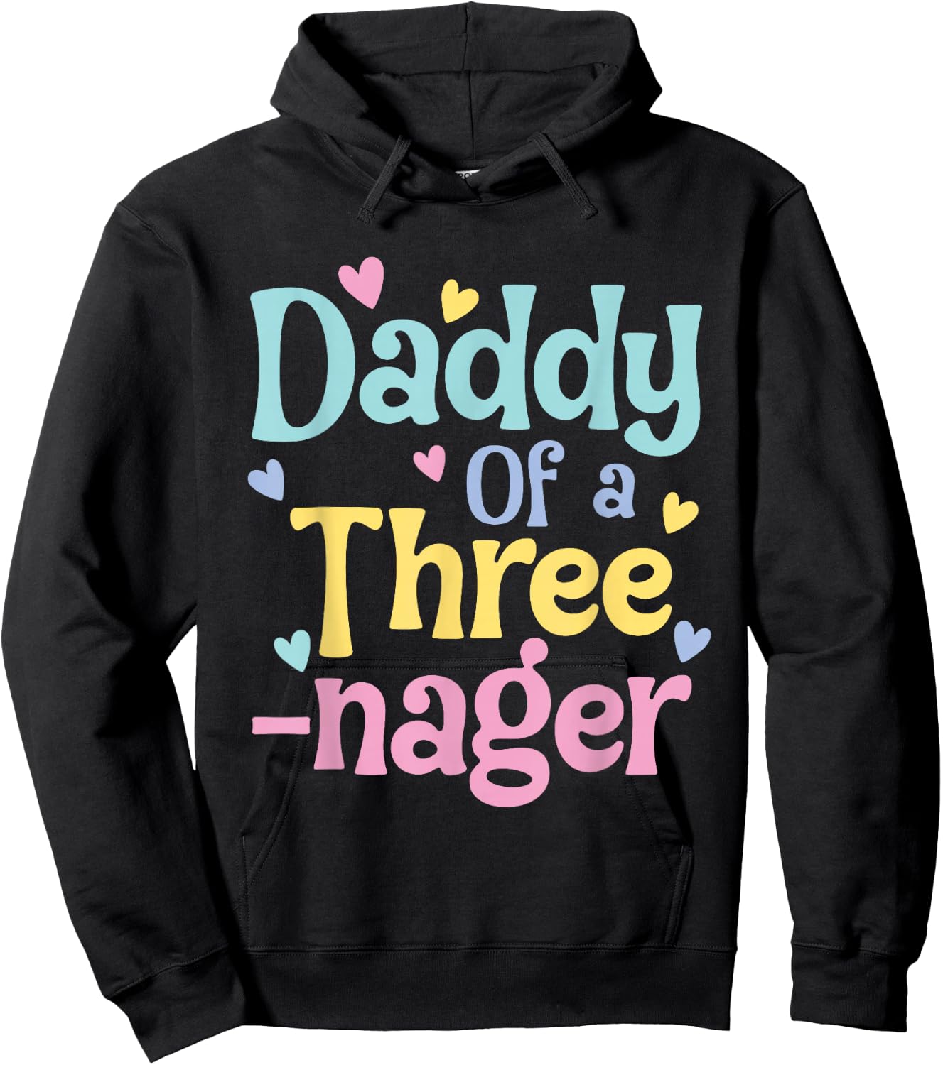 Daddy of A Threenager, 3rd Birthday Matching Family Party Hoodie - Hoodie | Black