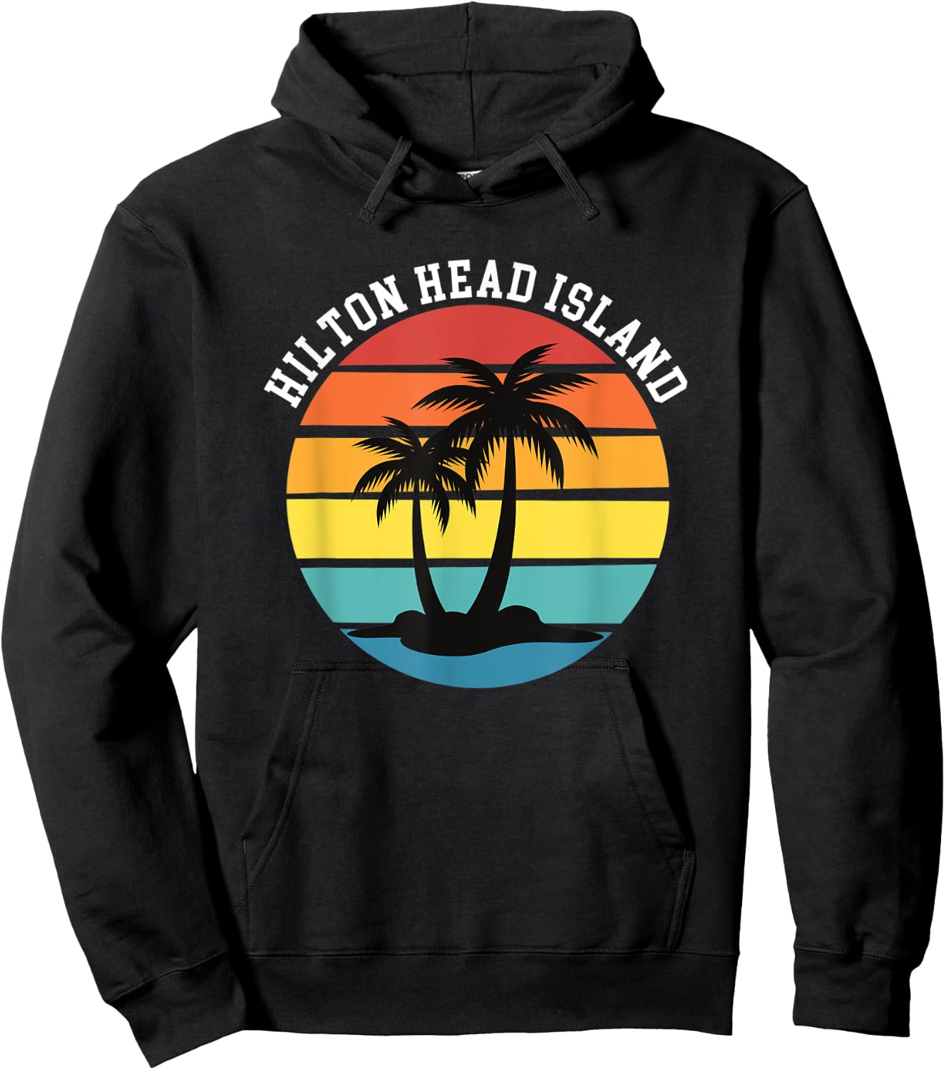 Hilton Head Island Palm Trees Silhouette Sunset Hoodie - Hoodie | Black