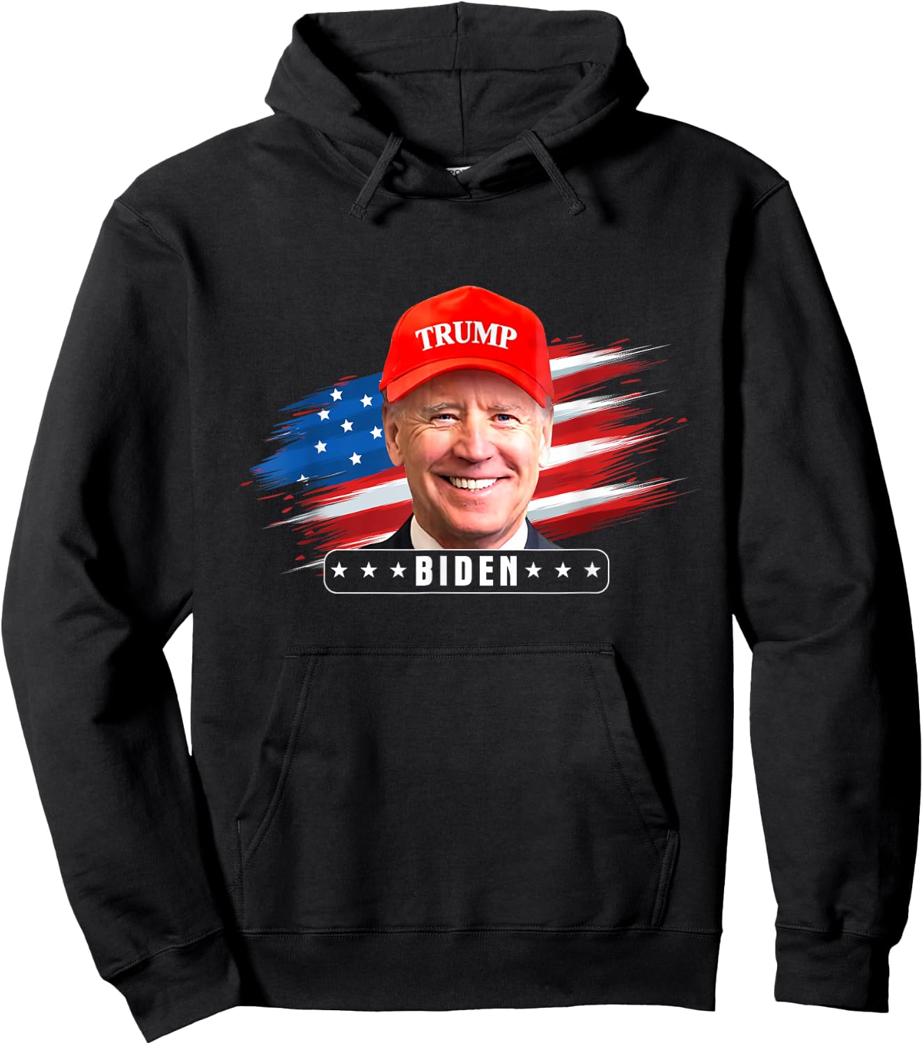 Funny Joe Biden Wearing Hat Trump Hoodie - Hoodie | Black
